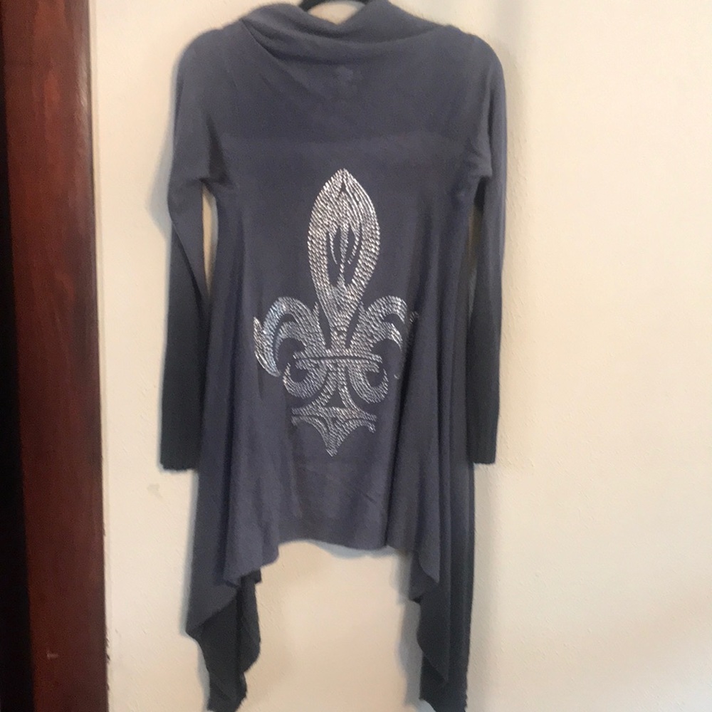 Grey Ombré fleur de lis tunic sweater